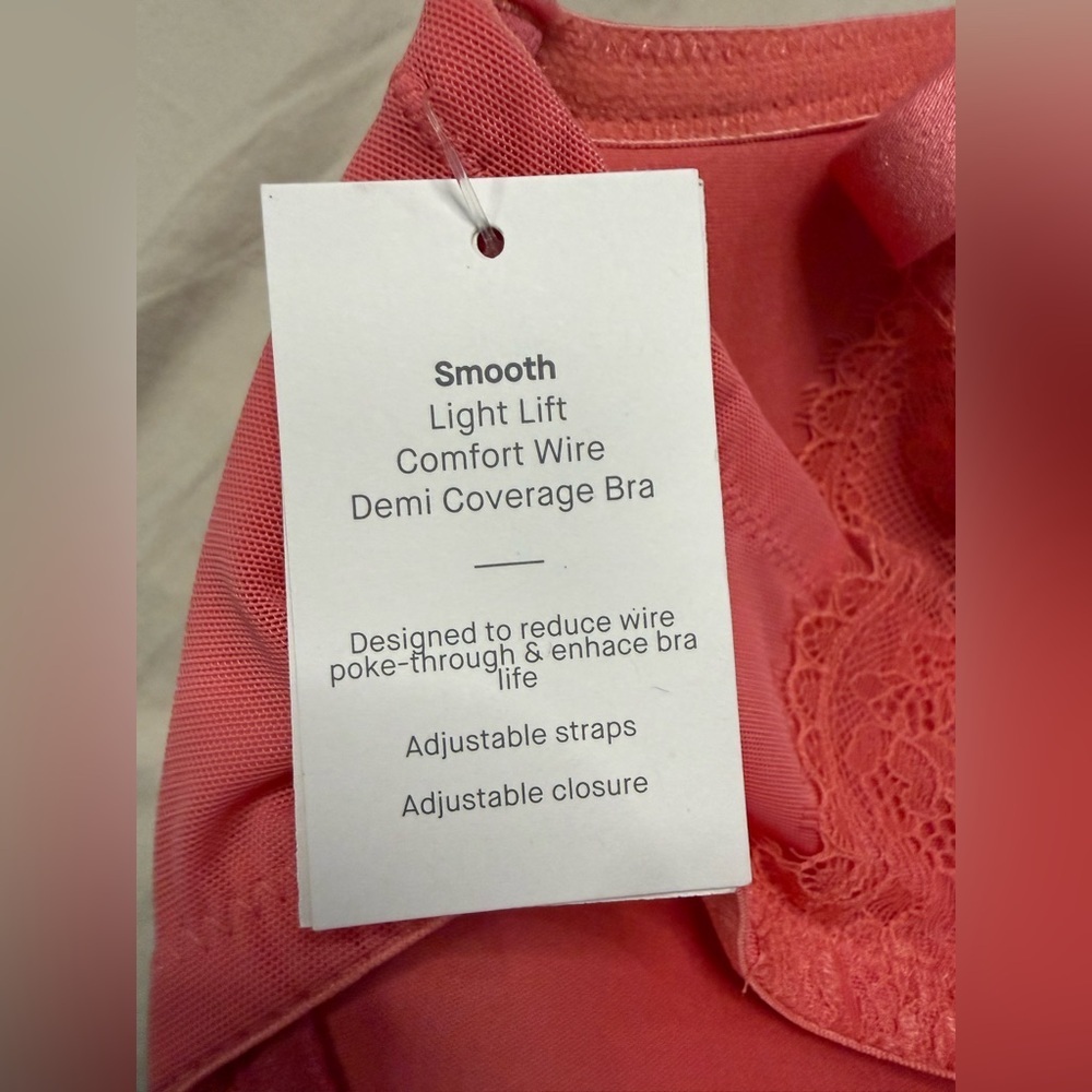 NWT Auden Women’s Pink Demi Coverage Bra - Size 38DD - Picture 4 of 8